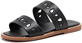 THEE BRON Toddler Girl Slipper Open Toe Slides Sandal Summer Beach Pool Shoes, Aa370-black, 2 Little Kid