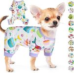 KUTKUT Dog Cat Romper Pjs Spring Summer Autumn Dog Clothes for Puppies Miniature Dogs Cats Girl - Boy, Soft Stretchy Kitten Clothes Doggie Onesies Cat Pet Jammies (Size: S, Chest: 35cm, Length: 25cm)