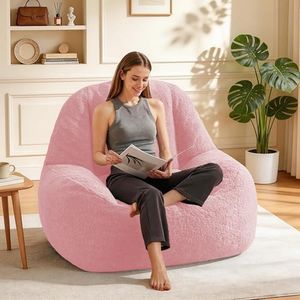 Homguava Bean Bag Chairs for Adults, Giant Beanbag Couch Adult Bean Bag Chair Sofa with Filler Included, Modern Lazy Lounger Comfy Chair for Living ROM(Soft Pink)