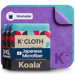 Koala Lens Cleaning Cloth | Japanese Microfiber | Glasses Cleaning Cloths | Eyeglass Lens Cleaner | Eyeglasses, Camera Lens, VR/AR Headset, and Screen Cleaning | Blue & Purple (Pack of 3)