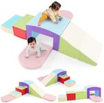 Olakids Soft Play Set, 7 Pieces Indoor Baby Foam Blocks with PU Leather, Kids Climb and Crawl Toddlers Climbing Toys for Gym Playground