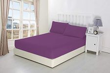 Extra Deep Fitted Sheets 16"/40CM Deep Luxury Percale 14 Colours (King, Purple/Aubergine)