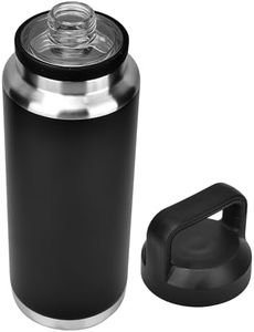 1100ml/37OZ Bottle and Vacuum Insulated Stainless Steel Metal Water Bottle with Chug Cap,Reusable Leak Proof BPA-Free Flask for Sports (Black, 1100ml)