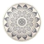 NEXILONEKA Round Rug for Living Room, 90cm Small Round Rug with Tassels, Washable Outdoor Circle Rug, Cotton Bohemian Woven Circular Boho Rug for Living Room Bedroom Kitchen Sofa Coffee Table