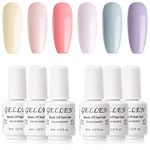 Gellen Gel Nail Polish Set - Macaron Series 6 Colors, Popular Girly Fresh Nail Art Solid Pastel Colors Trendy UV LED Soak Off Home Nail Gel Manicure Kit