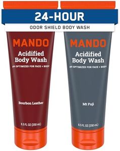 Mando Acidified Body Wash - 24 Hour Odor Control - Removes Odor Better than Soap - Formulated without SLS or Phthalates - Skin Safe - 8.5 Ounce (Pack of 2) - Bourbon Leather and Mt Fuji