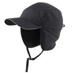 Decentron Mens Winter Hat with Brim Water-Resistant Fleece Earflaps Hat Baseball Trapper Hat Black