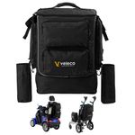 VELECO® Premium Wheelchair Bag for Back of Chair - Capacious and Universal Mobility Scooter Bag with Walking Stick and Oxygen Botlle Holder for Your Electric Mobility Scooter