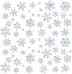 64 Pcs Rainbow Snowflake Window Decals Non Adhesive Reusable Window Clings Winter Christmas Snowflake Window Stickers Rainbow Anti-Collision Window Decals to Save Birds from Window Collisions