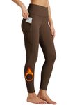 Willit Women's Fleece Lined Leggings High Waisted Winter Thermal Yoga Running Pants with Pockets Brown M