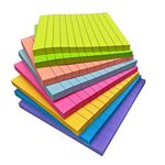 4 x 4 Inches Lined Sticky Notes for Post,8 Bright Colors Self-Stick Notes, 50 Sheets Per Pad, 8 Pads, 400 Sheets Total