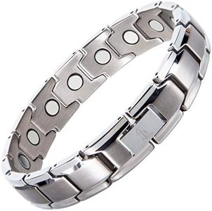 Smarter LifeStyle Elegant Titanium Magnetic Therapy Bracelet Pain Relief For Arthritis And Carpal Tunnel Silver Color