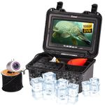 Eyoyo Underwater Fishing Camera, 1080P Ice Fishing Camera w/DVR, Portable Video Cameras Fish Finder w/ 7" IPS Monitor and 12PCS IR Lights Underwater Camera for Ice Fishing (8GB Card) 30m/98ft