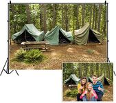 Yeele 15x10ft Summer Camp Backdrop Scouts Forest Camping Campground Canvas Tents Photography Background Jungle Picnic Hiking Outdoors Travel Adventure Trip Photo Booth Studio Props Wallpaper Vinyl