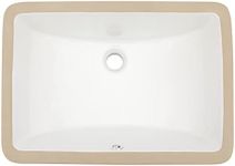 Dcolora Undermount Bathroom Sink Rectangle 19"x13" White Porcelain Ceramic Rectangular Vessel Sink Under Counter Lavatory Vanity Bath Sink Bowl Basin With Overflow