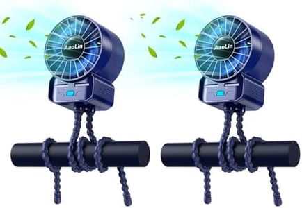 2 Pack Multifunctional Portable Stroller Fan 4 Speed 6600rpm High Speed Usb Rechargeable Personal Mini Handheld Fan Extended Tripod For Desktop Winding Kids Bed Treadmill Bike Golf Cart Outdoor Travel