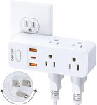 DEPOW Outlet Extender with 360° Rotating Plug, 6AC(1875W/15A) and 3USB Ports(1 USB-C), Multi Plug Wall Outlet with Overload Protection Switch for Curise, Travel, Dorm, Home Office, White