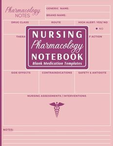 Nursing Pharmacology Notebook: Blank Medication Templates to Help Nursing School Students to Study & Memorize Key Drug Details. (Pink Cover)