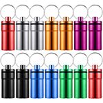 14 Pieces Portable Pill Case Waterproof Aluminum Pill Holders Storage Metal Pill Container with Keychain for Outdoor Camping Travelling