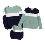 PATPAT Family Matching Outfits Sweatshirt Colorblock Crewneck Long Sleeve Lightweight Pullover Fall Causal Photo Tops, Green, Medium