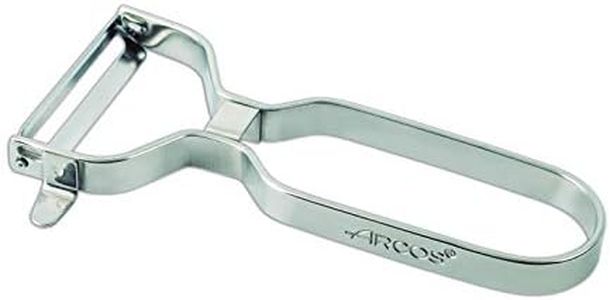 ARCOS Pelatore Professionale 130mm in Acciaio Inossidabile Cromato per Sbucciare Frutta e Verdura. Utensile da Cucina per Tagli Sottili. Gadget Chef con Design Ergonomico. Colore Argento