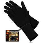 Medipaq - Long Wrist Protect Heat Resistant Gloves for Cooking - 1 Pair of Heat Proof Gloves - BBQ Gloves for Outdoors - Heat Resistant Oven Gloves with Fingers for Burn Prevention - Black