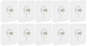 Amazon Brand - Solimo Heavy-Duty Adhesive Wall Photo Frame Hooks | for Hanging Clothes, Hats, Keys, and More (Pack of 10)