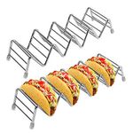 4 Pack Taco Holder Space for 16 to 20 Tacos, Ejoyous Stainless Steel Taco Stand Rack Holds Up to 4-5 Tacos Each,Ideal Taco Stand Tray for Soft Hard Shell with Silicone Protective Tips