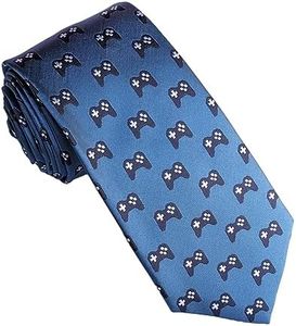 Maker V Video Game Necktie - Gamer Necktie - Video Game Gift - Gamer Gift for Men - Men's Videogame necktie (Medium Blue Video Game), Blue/Black Gamer, One Size