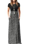 GRECERELLE Womens Maxi Dress Summer Casual Ladies Short Sleeve Crew Neck Long Dresses with Pocket for Daily, Holiday, Travel, Maternity (LD Black, M)