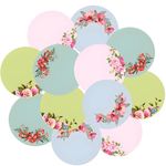 Alwin Floral 4 Unique Design Note Lable Sticker for Gift Warpping, 40 Pieces, 2 Inch Round Stickers