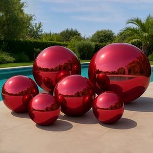 VEBESYET Red 6PCS Inflatable Mirror Ball Set Reusable Large Event Decoration Balloon PVC Bubble Balloon with Electric Pump for Party, Wedding, Decor