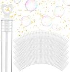 Wedding Bubbles Bulk - White Heart Top Wands (100 Count) Individual Mini Bubble Wand Favors for Weddings, Celebration Party Favor for Guests - Stock Your Home