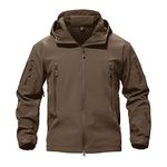 TACVASEN Men's Casual Lightweight Army Military Tactical Softshell Fleece Jacket Coffee,XL