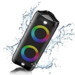 DONOW Bluetooth Speaker with Lights, 30W Stereo Sound, Bass Boost, IPX5 Waterproof, 20H Playtime, Portable Wireless Speaker with Built-in Mic, for Party, Home, Outdoor, Beach(Black)