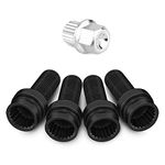 Wheel Lock Bolts Locking Security Lug Nuts, 4+1 M14*1.5MM Black Steel Wheel Bolt & Lock Lug Nut Set with Key Locking Wheel Nut Kit Car Accessories