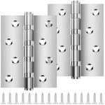 Heavy Duty Door Hinges 4 Inch (100mm), Bolatus Heavy Duty Ball Bearing Hinges Stainless Steel Door Hinge for Wooden Doors Silver (1Pairs)