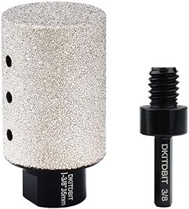 Diamond Coated Finger Bit, 1-3/8" Tile Milling Bit to Enlarge Polish Shape Holes on Porcelain Ceramic Marble Granite Tile Countertop, with 5/8-11 Thread to 3/8" Hex Shank Adapter, Diameter 35mm