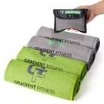 Gradient Fitness Cooling Towels (4 Pack) - Breathable Sweat Towel, Cooling Towel for Neck & Face - Neck Cooler for Quick Cool Down for Gym, Running, Golf, Yoga, Camping & Sports (Green|Grey, 4)