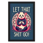 Ritwika's Wild Animal Lazy Panda Bear Funny With Quote Modern - Original Artwork Poster Framed Painting | Perfect For Home Decor and Gift | Size 9.5 x 13.5 Inch, Set of 1