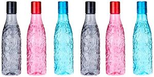 Amazon Brand - Solimo Textured Plastic Water Bottles, Set Of 6, Multicolour, 1L Each, 1 liter