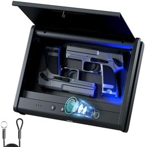 PINEWORLD Gun Safe, Biometric Gun Safes For Handgun, Pistols Safe With Fingerprint, 3 Quick Access Gun Lock Box for Firearm, Pistol Safe Box For Home Bedside Nightstand Car, Nice Gift For Men/Women