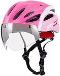 SKT HP Toddler Bike Helmet, Adjustable Helmet for Kids and Youth with Detachable Magnetic Goggles, Bicycle Cycling Skate Scooter Skateboard Helmet for Girls and Boys Pink