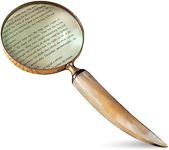 India Handicrafts 20323 Natural Horn Handle Black 10 Inch Magnifying Hand-Held Reading Glass