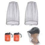 MIPIACE 2 PCS Mosquito Head Net,Midge Head Net,Insect Netting Midge Hood,Head Mesh Net Hat,Nylon Face Net Mesh with Storage Bag for Outdoor Hiking Camping Climbing Fishing and Walking