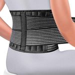 TriLink Back Support Brace for Lower Back Pain Relief- Lumbar Support Belt with Reinforcing Springs and Dual Adjustment Straps for Men & Women - L (Navel: 38"-48")