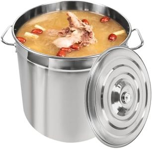 Olla de 50 L, olla de acero inoxidable con tapa, ollas de sopa de gran capacidad, cacerola de camping, olla para pasta, olla universal, 40 cm