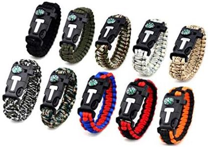 MQQC Kissmi 10 Pack Paracord Bracelet Survival Gear with Compass, Fire Starter, Whistle and Emergency Knife,Best Wildness Survival -Kit for Camping/Hiking