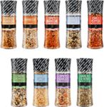 Soeos Spice Seasoning Set of 9 Individual Spice Grinder, Pure and Fresh BBQ Seasoning, Perfect for Seasoning Gift Set, Grilling Spice, Pepper Grinder.