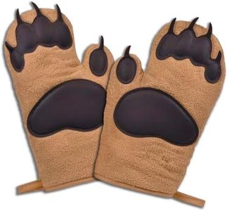 Oven Mitts Cute Bear Oven Mitt, Kitchen Gloves with Heat Resistant and Flexibility of Cotton Cooking Set of 2 (Brown)